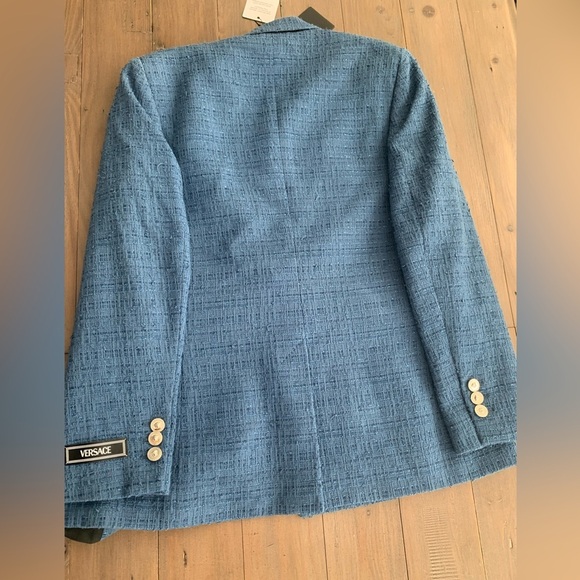 CURRENT SEASON Versace double breasted metallic blue tweed blazer jacket NWT - Picture 8 of 13